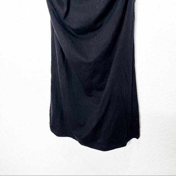 Athleta Comeback Tank Midi Dress Black Ruched Pima Cotton Fitted Minimalist - Picture 8 of 10
